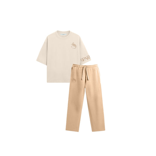 Essentials Beige Set — Oversized T-shirt & Sweatpants