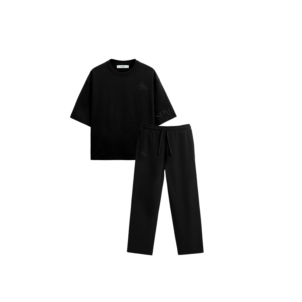 Essentials Black Set — Oversized T-shirt & Sweatpants