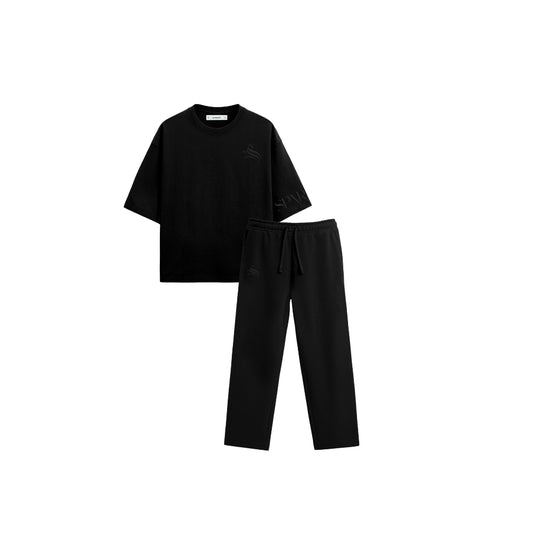 Essentials Black Set — Oversized T-shirt & Sweatpants