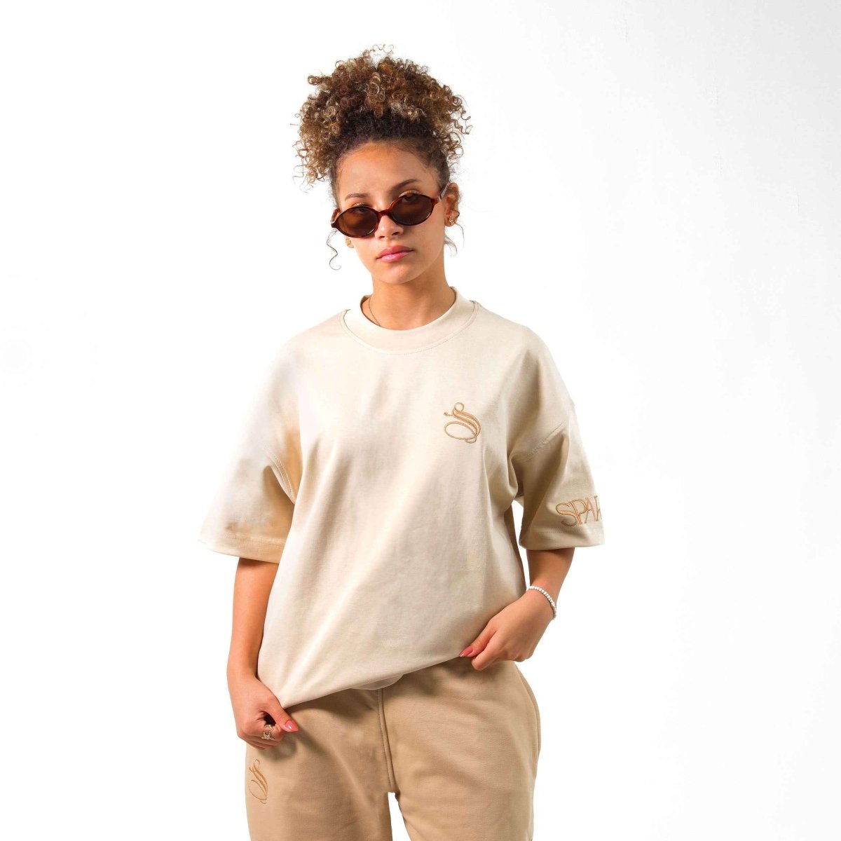 Essentials Beige Oversized T-shirt - SPARROW